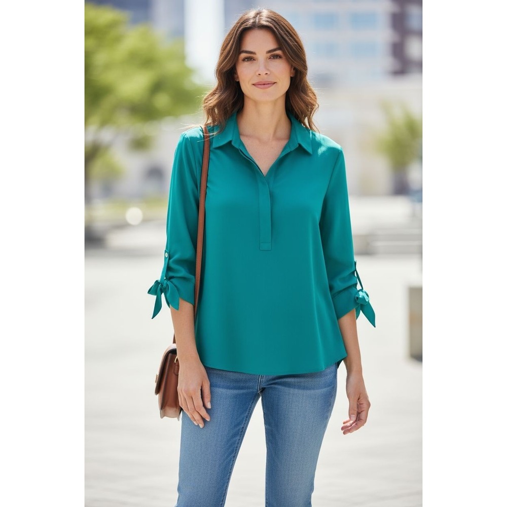 Chicos Womens Shirt Size18. 3/4" Sleeves 3/4 Button Front. No Iron. Vintage...